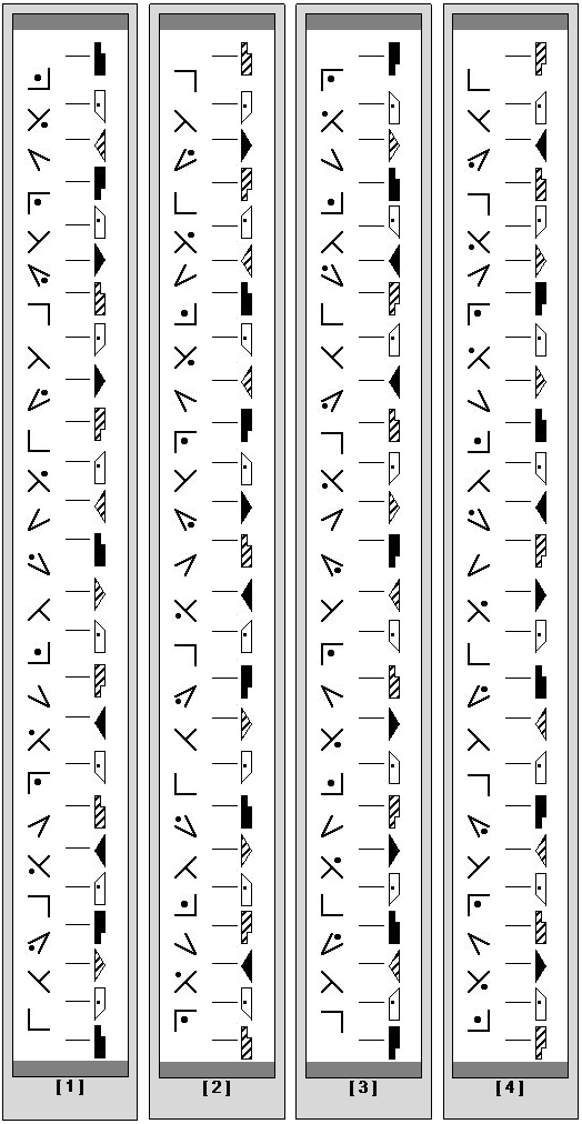 Laban Choreographie Vectors--Transverse 24-rings; column 1-4 Translation
