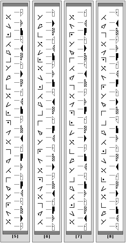 Laban Choreographie Vectors--Transverse 24-rings; column 5-8 Translation