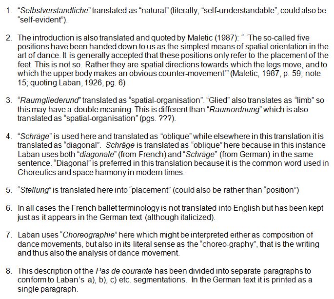 Notes to Rudolf Laban 1926 Choreographie
